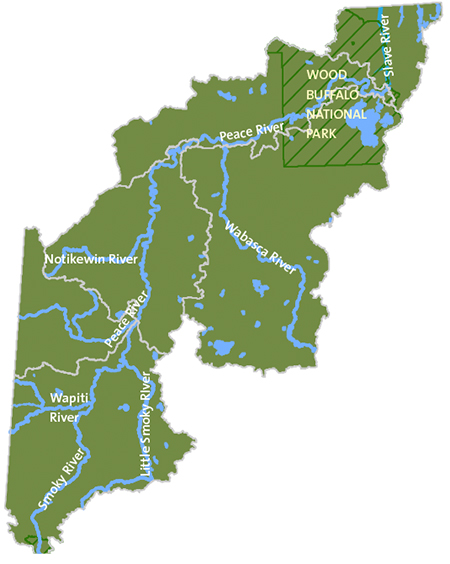 Map of the Peace-Athabasca Drainage Area and the Peace-Athabasca Delta